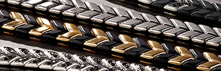Close up of David Yurman Chevron chains.