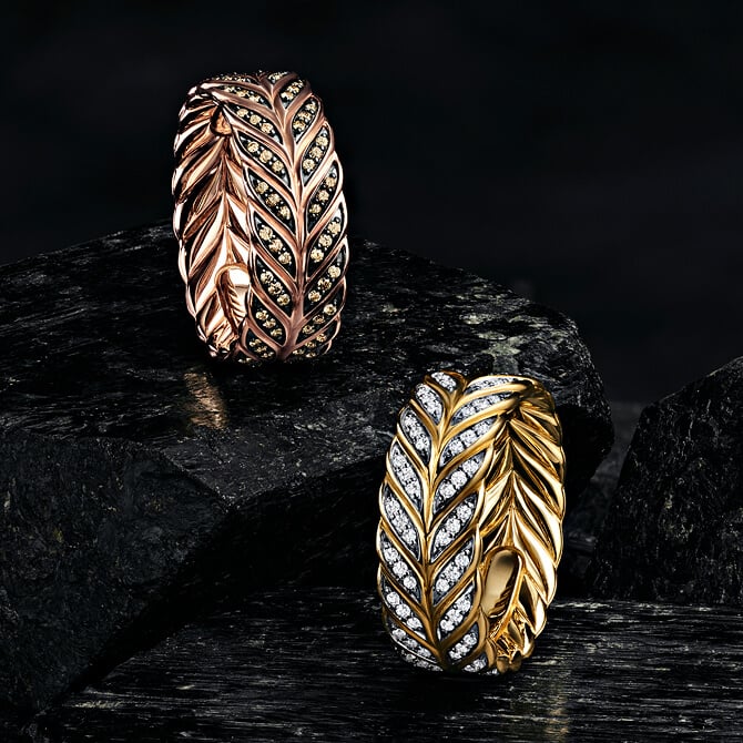 Two David Yurman Chevron rings.