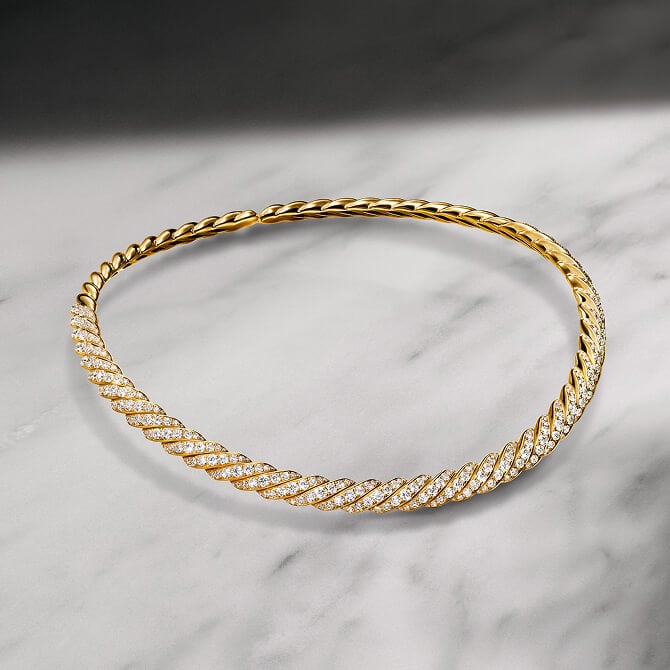 A David Yurman Sculpted Cable gold necklace.