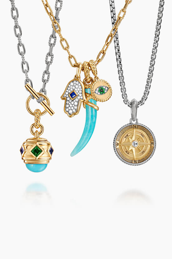 David Yurman pendants and amulets.