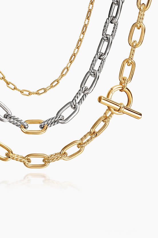 Three David Yurman necklaces for women.