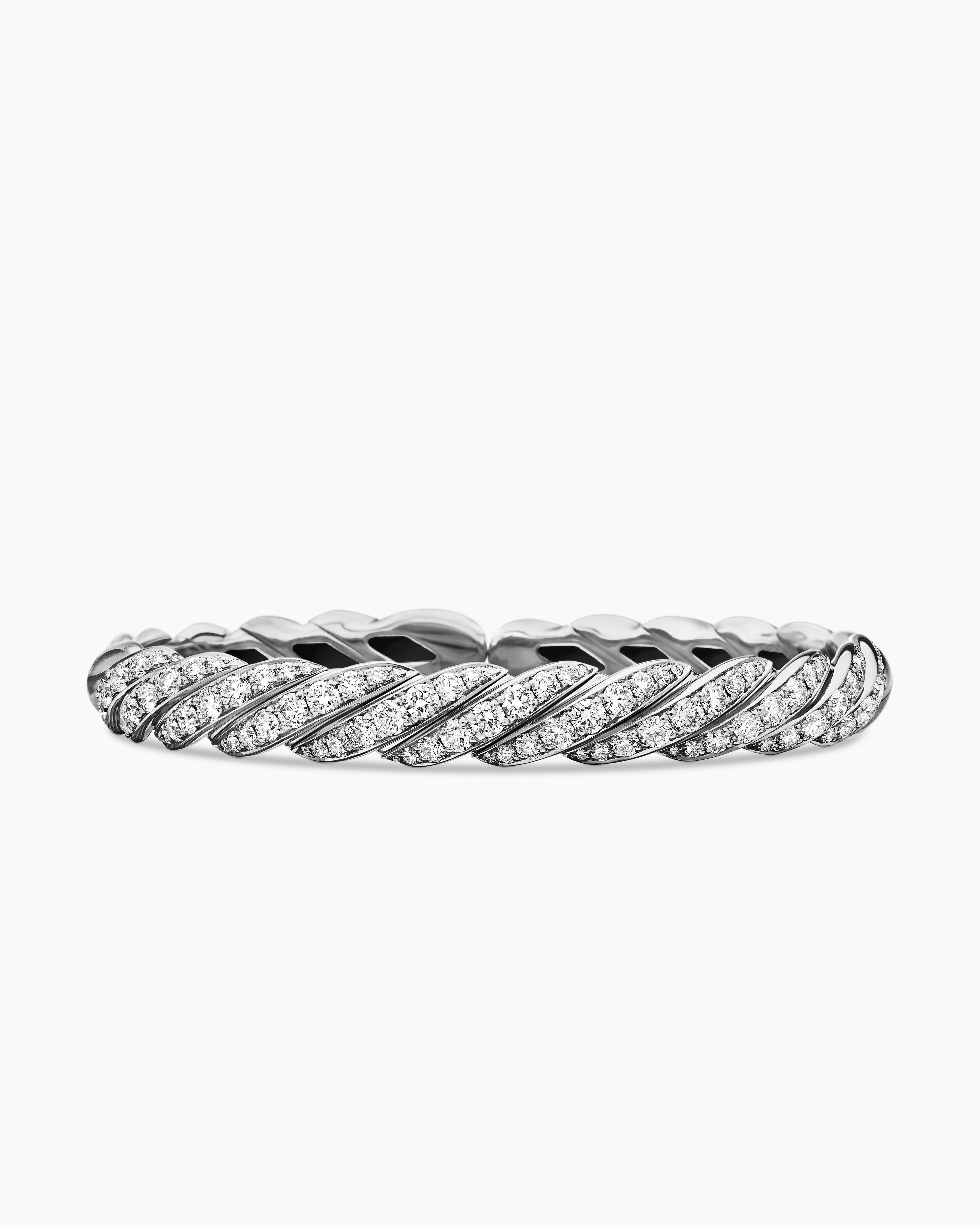 Sculpted Cable Flex Bracelet in 18K White Gold, 7.8mm