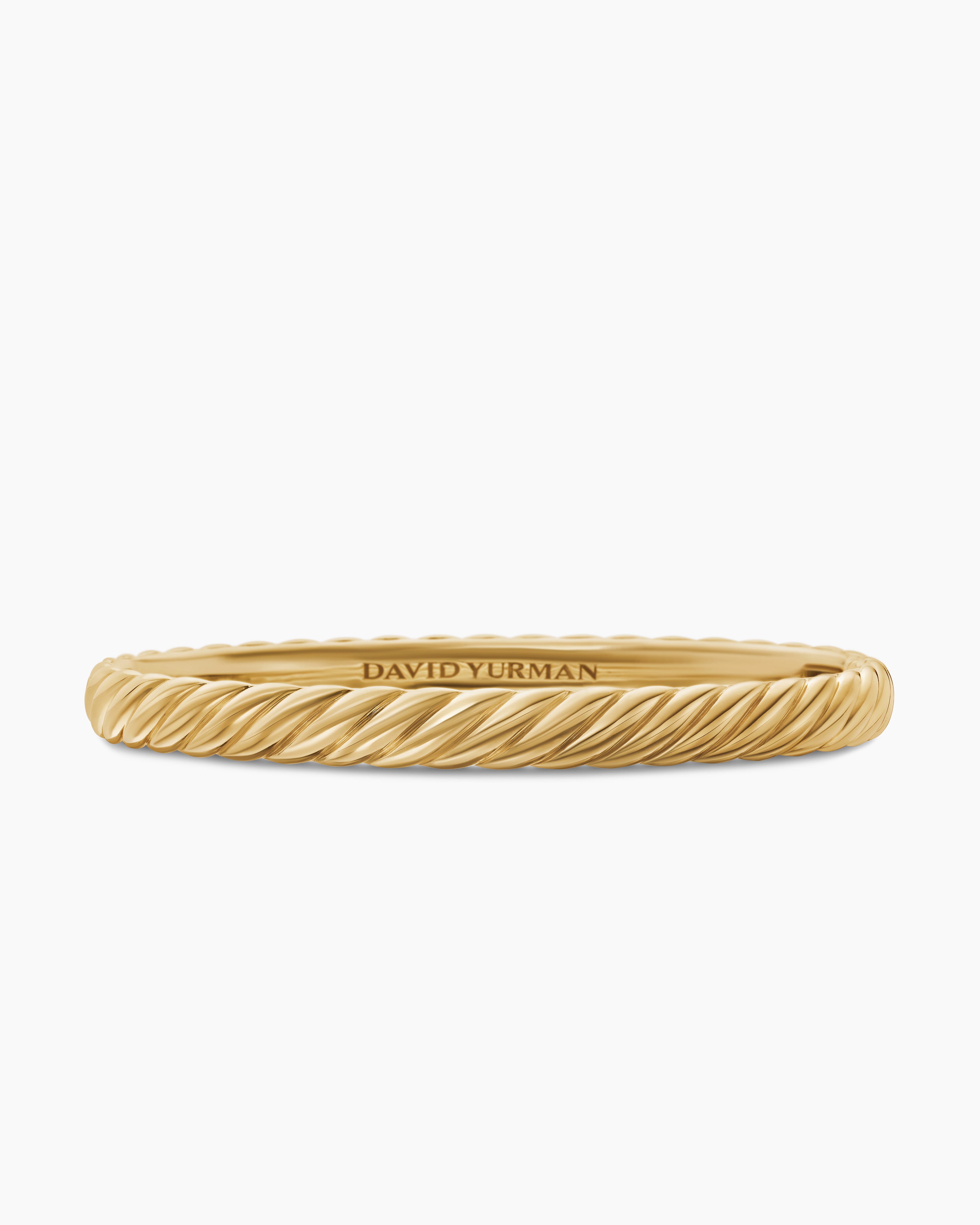 Sculpted Cable Bangle Bracelet in 18K Yellow Gold, 6.2mm