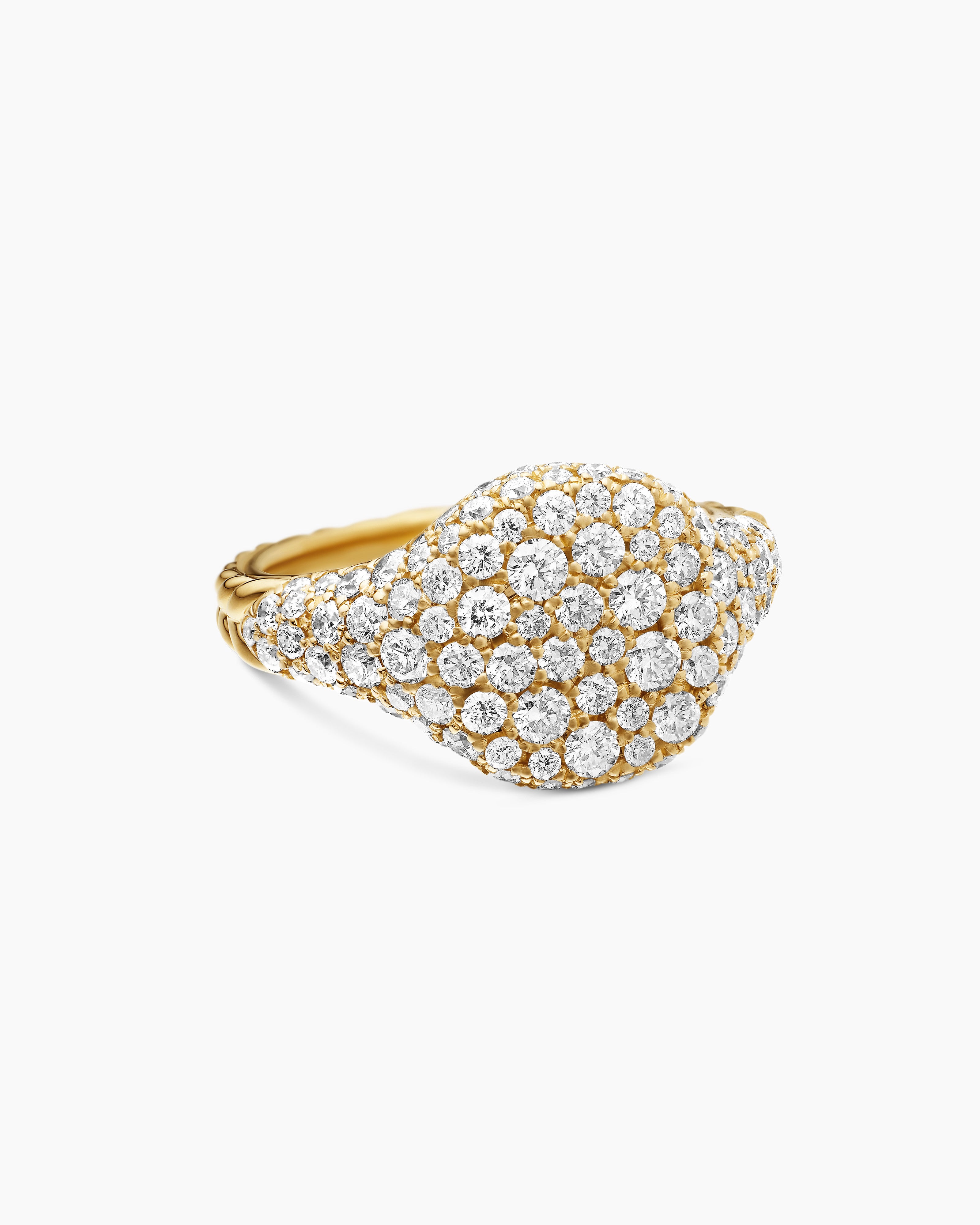 Pav&eacute; Pinky Ring in 18K Yellow Gold with Diamonds, 10mm